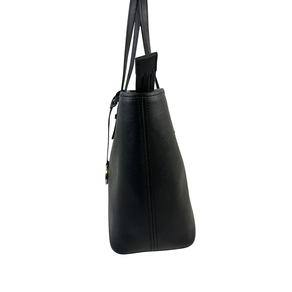 Michael Kors Jet Set Travel Tote Black Saffiano Leather Bag Large Zip 38F7GTVT3L